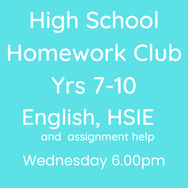 High School Homework Club - Wednesday 6.00 - Year 7-10 English